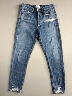 AGOLDE Jamie High Rise Classic Jeans Cotton Distressed Straight Vintage Wash 26